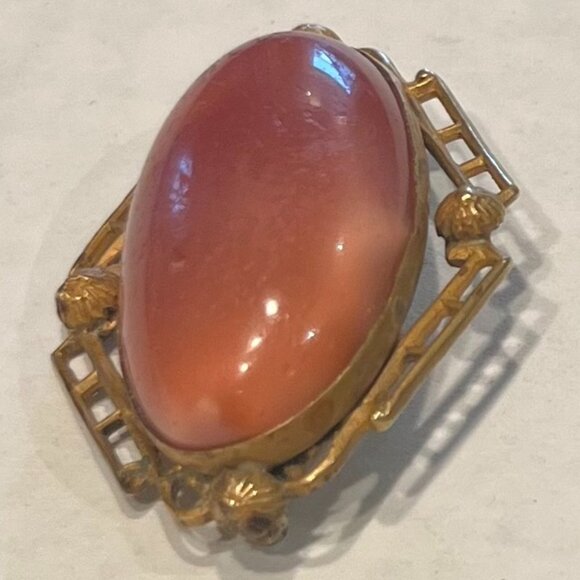 Romantic Antique Pink & Gold Brooch - Picture 5 of 5